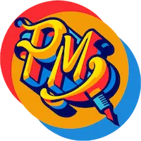 Stylized logo: letters "PM"